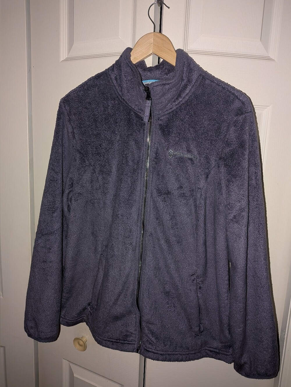Free Country Plush Purple Gray Teddy Jacket with Full Zip-Up